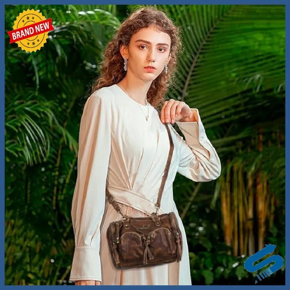 Small Vegan Leather Hobo Crossbody Bag with Multiple Carrying Options